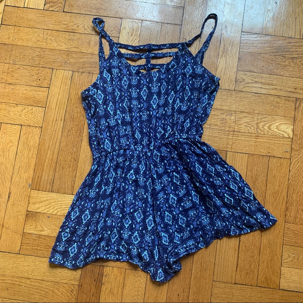 Blue Patterned Xhilaration Romper - Picture 4 of 5